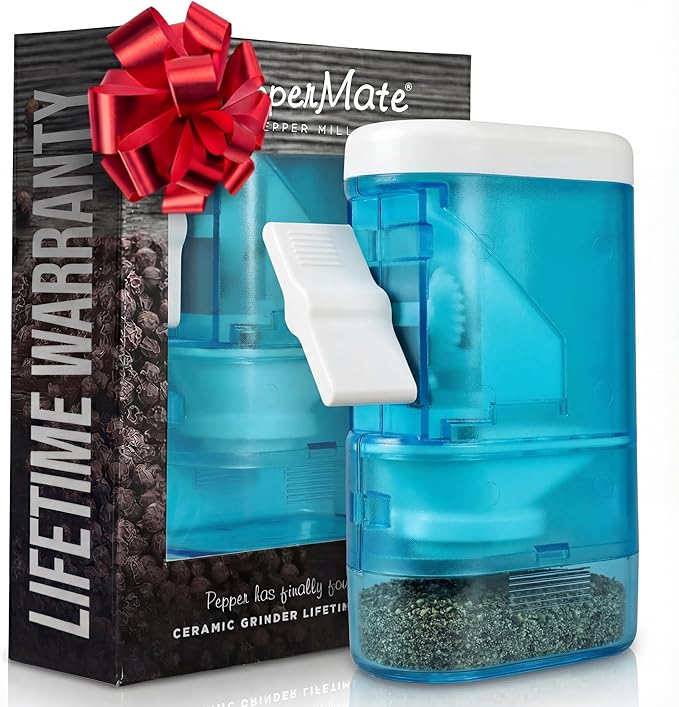PepperMate Traditional Pepper Grinder Mill - Manual, High-Efficiency Salt and Pepper Grinder Set - Durable, Adjustable Coarseness Pepper Mill Grinder - Easy to Use(Aqua)