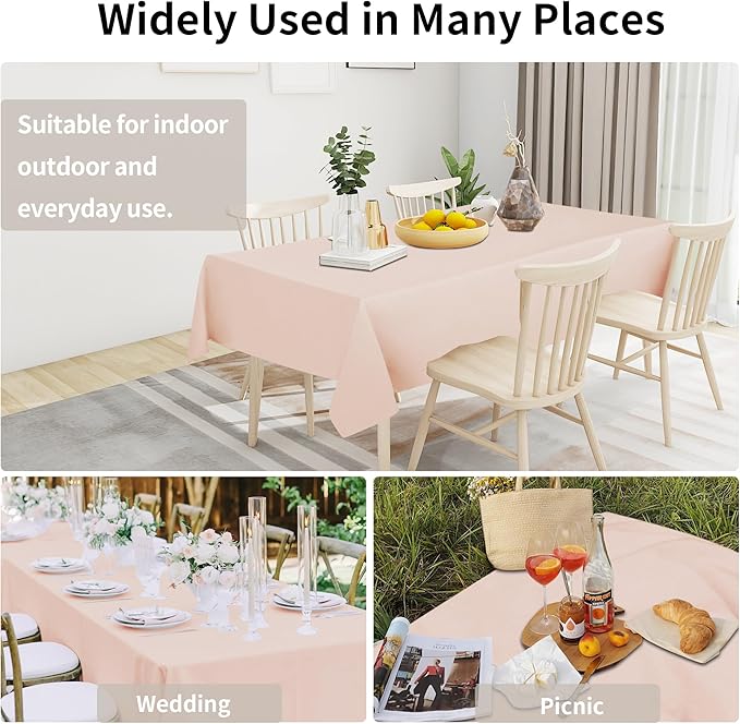 Easy-Going Faux Linen Waterproof Spill-Proof Tablecloth Stain Resistant Rectangle Table Cloth Wrinkle Free Decorative Fabric for Kitchen, Dining, Party, Weddings, Restaurants (60x84 in, Pink)