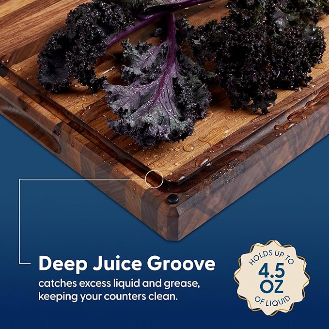 Sonder Los Angeles Franklin Cutting Board Made in USA | Black Walnut Edge Grain Cutting Board for Kitchen with Non-Slip Feet & Juice Groove | Gift Box Included | 20x15x1.5 in