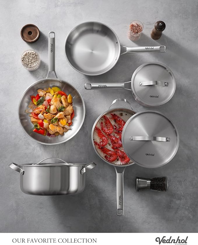 Stainless Steel Frying Pan with Stainless Steel Handle,12 Inch Tri-Ply Stainless Steel Skillet,Brushed Steel Pan for Cooking,Dishwasher and Oven Safe,Induction&All Stove Compatible