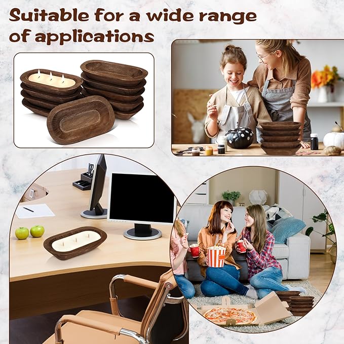 Nuogo 10 Pack Wooden Dough Bowls Bulk 12.5 Inches Rustic Dough Bowls for Wedding DIY Candle Home Crafts Making Farmhouse Fruits Supplies Decoration(Brown)