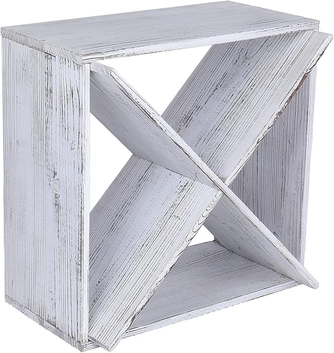 Wine Rack countertop Wooden Stackable Storage Rustic Retro Style Cube 24-Bottle Wooden Wine Rack Wine Cabinet (Weathered White), ja02