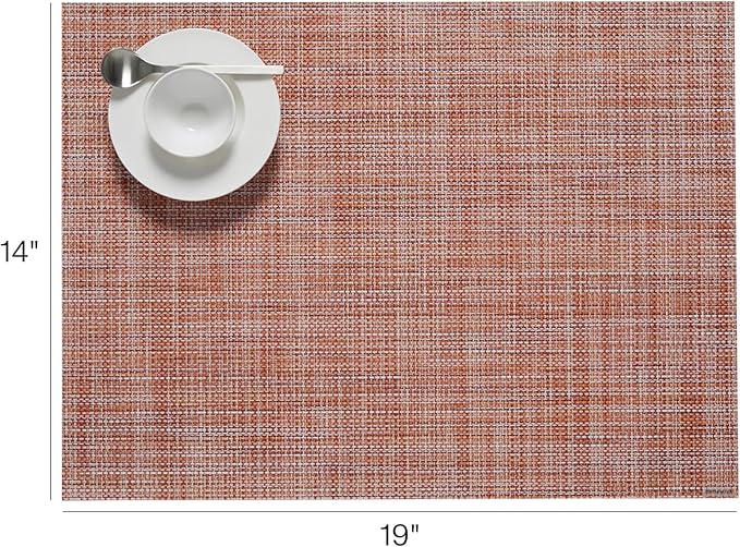 Chilewich Mini Basketweave Placemats in Cinnamon - Set of 4 - Easy Care Woven Tabletop Textiles - Indoor/Outdoor - 19" x 14" Rectangle