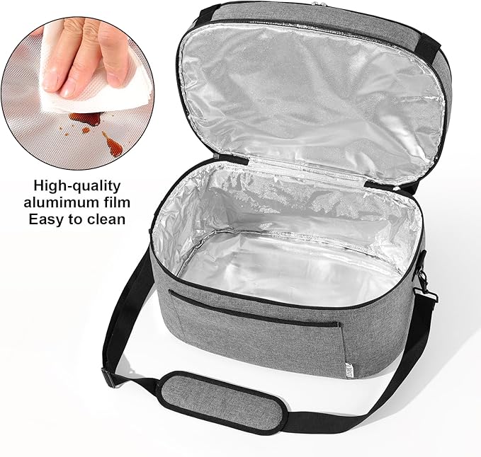 Slow Cooker Bag for Crock-Pot 6-8 Quart, Insulated Carrier with Easy-clean Lining, Double Layer Case with Top Zip Compartment and Front Accessory Pocket (Bag Only)
