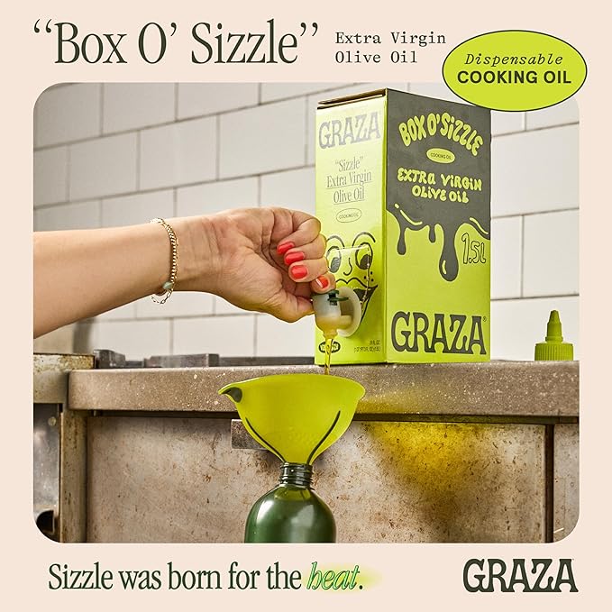 Graza Sizzle Extra Virgin Olive Oil, Cooking Oil - High Polyphenol Peak Harvest EVOO Cooking Oil in a Box - Single Origin Olive Oils from Spain - 51 Fl Oz (1.5L)