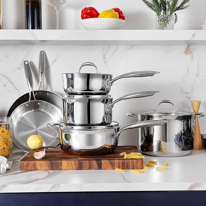 KEAWELL K3 Premium 2-Quart Tri-Ply Stainless Steel Saucepan with Lid, Induction & Oven Safe up to 600째F, Even Heating, Professional Cookware for All Stovetops (2-Qt)