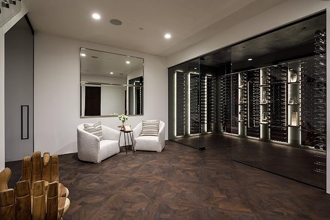 Fusion Wine Wall Cork-Out (4 Foot, Black Acrylic, Matte Black Peg, Stores 36 Bottles) Modular Wine Rack for Easy Install in Home Bar or Wine Cellar