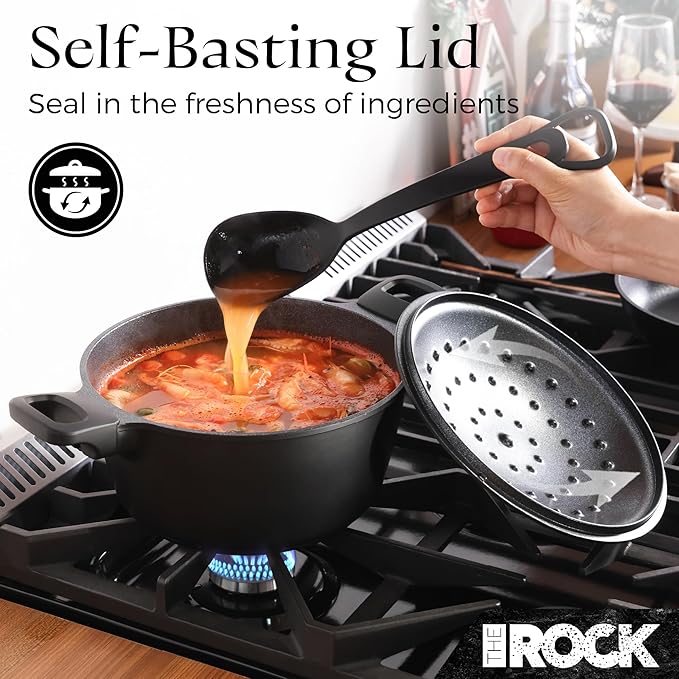 THE ROCK 1TSP 13PCS Cookware Set ??Pots and Pans Set Non Stick with ROCK.TEC ??Nothing Sticks, Never Warps, Lasts Longer ??Healthy, Multifunctional, All-in-One Fry Pan, Saucepan, Stockpot & More