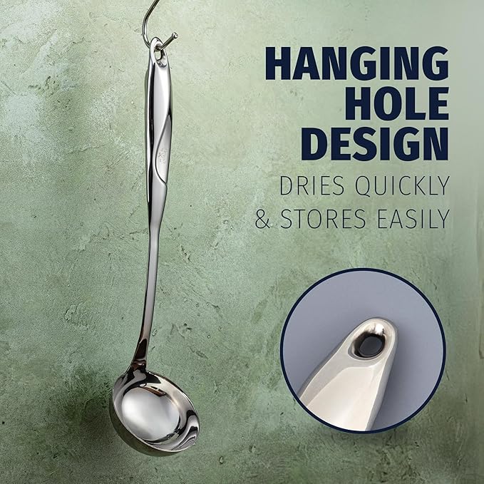 Zulay Kitchen Stainless Steel Soup Ladle - 13??Large Ladle for Soups, Stews & Sauces - Durable, Heat-Resistant, Rust-Proof & Dishwasher Safe Kitchen Utensil with Ergonomic Handle