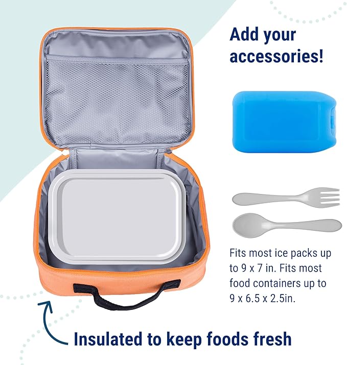 Wildkin Kids Insulated Lunch Box ??Durable and Reusable for School & Travel - Bengal Orange