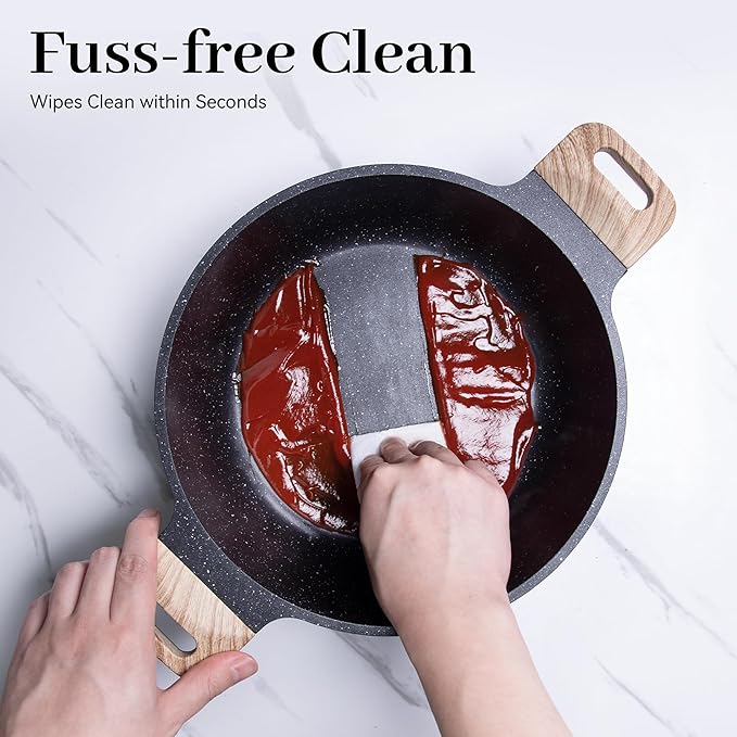 Pots and Pans Set Non Stick, 17Pcs Kitchen Cookware Sets, Granite Stone Induction Cookware Non Stick Cooking Set w/Frying Pans, Saucepans, Saut챕 Pan (PFOA Free), Black