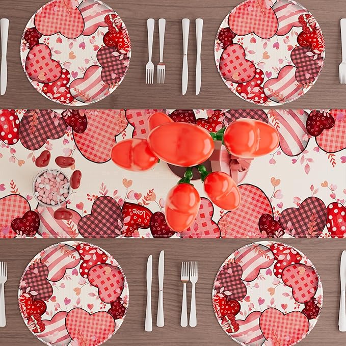 XCHI Love Hearts Valentine's Day Round Placemats Set of 4 Table Mats for Party Home Kitchen Dining Table Decorations 14x14 Inch