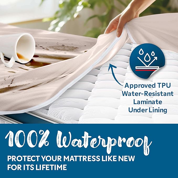 Guardmax Jersey Knitted Short Queen Zippered Mattress Encasement - Waterproof & Bed Bug Proof Mattress Protector - Comfortable, Soft, and Noiseless Zippered Bedding - Dust Mite Proof (60 x 75 x 12)