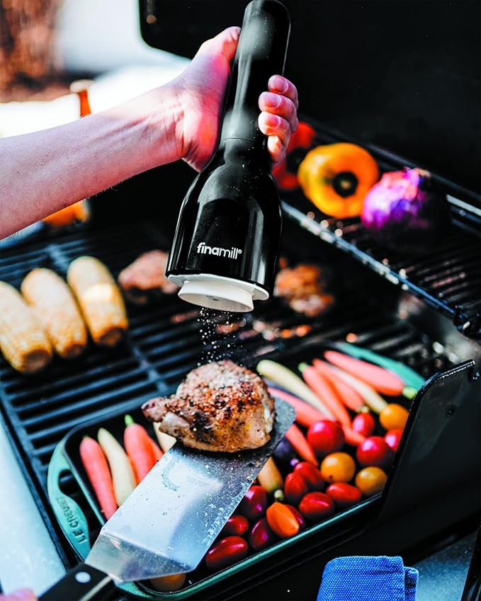 FinaMill?셲 Award-Winning Battery Operated Salt and Pepper Grinder Set ??Adjustable Coarseness, Ceramic Grinding Elements, LED Light, 2 Quick-Change Pods ??Perfect for Home Cooking and Gifting