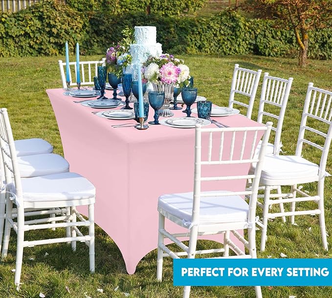 Utopia Kitchen Spandex Tablecloth 2 Pack [4FT, Pink] Tight, Fitted, Washable and Wrinkle Resistant Stretch Table Cloth Rectangle Cover for Trade Show, Weddings & Parties [48Lx30Wx30H Inch]