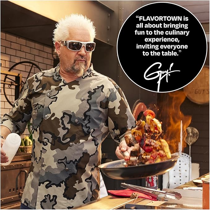 Guy Fieri's Flavortown Laser Titanium 12??Fry Pan with Lid - Non-stick Cookware Without PFAS, PTFE, or PFOA, 3x More Durable, Dishwasher Safe, Oven Safe