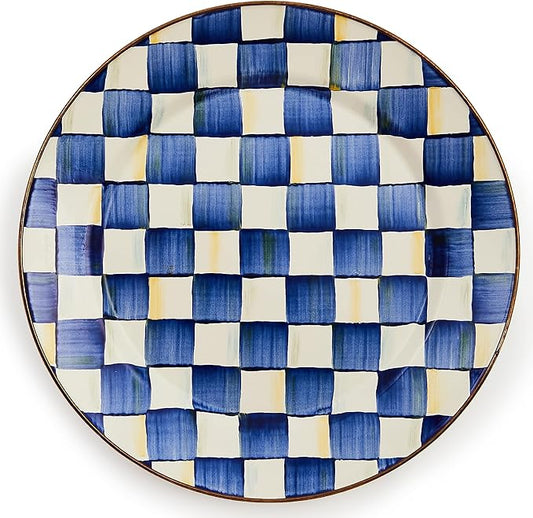 MACKENZIE-CHILDS Enamel Charger Plate, Charger Decoration for Dinner Plates or Home Decor, 12 Inches, Blue-and-White Royal Check, Set of 1