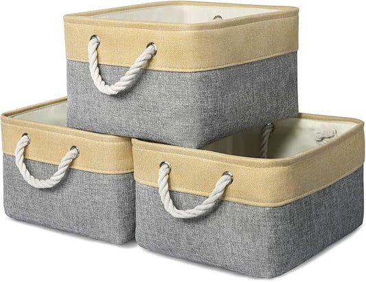 TheWarmHome Fabric Storage Bins Baskets for Organizing, Large Sturdy Storage Basket W/Handles, Decorative Foldable Storage Baskets for Shelves Closet Nursery Toy (Large - 3 Pack 15.7L횞11.8W횞8.3H)