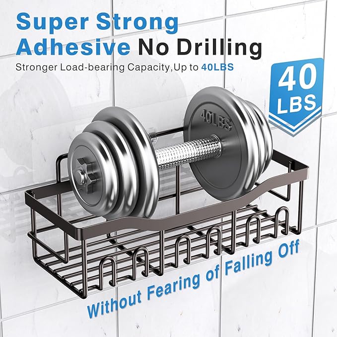 EUDELE 5-Pack Rustproof Stainless Steel Shower Caddy ??No Drill Adhesive Bathroom Organizer with Large Capacity, Spacious Shower Shelves for Inside Shower, Kitchen & Home Decor Storage-XL Size