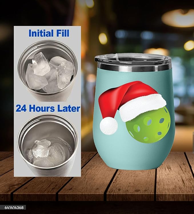 Pickleball Wine Tumbler, Pickleball Gift, 12oz Stainless Steel Wine Tumbler, Gifts For Him, For Her, For Boys, For Girls, Birthday, Christmas Gift idea (Teal)