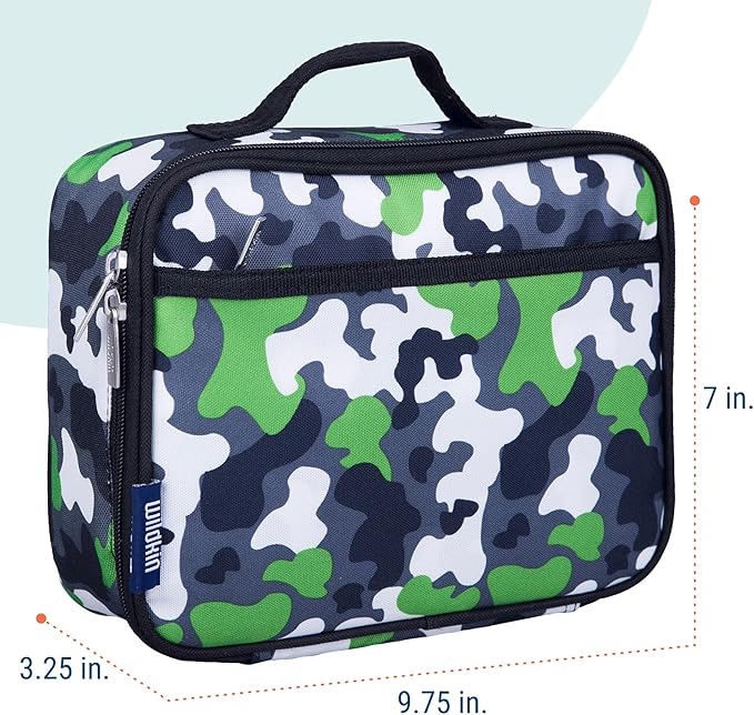 Wildkin Kids Insulated Lunch Box ??Durable and Reusable for School & Travel - Green Camo