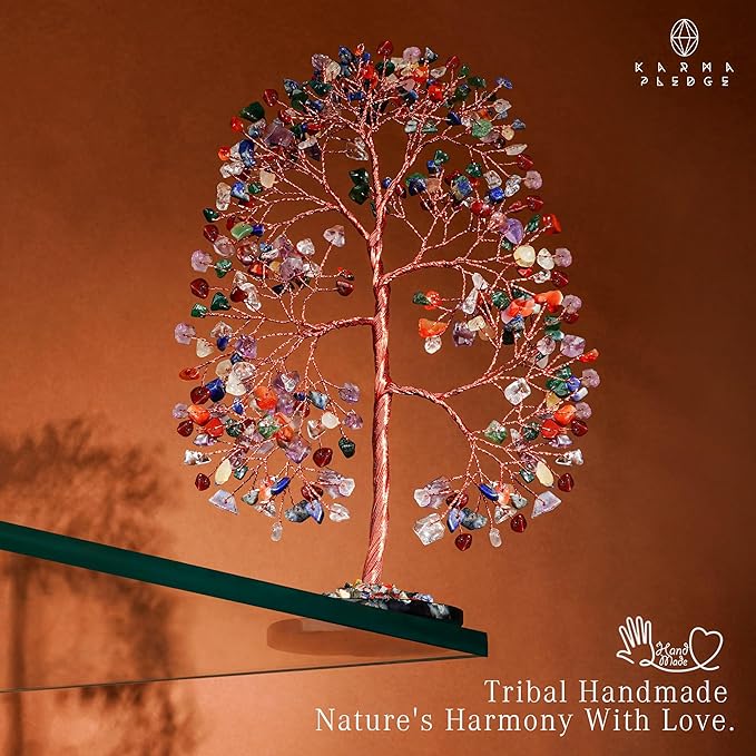 7 Chakara Crystal Trees for Home and Office Decoration, Chakra Healing Crystals Feng Shui Handmade Trees for Positive Energy, Money, Good Luck, Christmas Decor, Birthday Gifts for Women, Mom