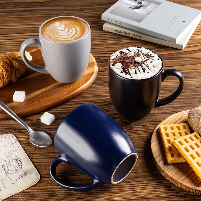 GBhome 12oz Coffee Mugs Set of 6,Ceramic Coffee Mugs for Man, Woman, Dad, Mom, Modern Coffee Mugs Set with handle for Tea/Latte/Cappuccino/Milk/Cocoa. Dishwasher&Microwave Safe,Multi-Color