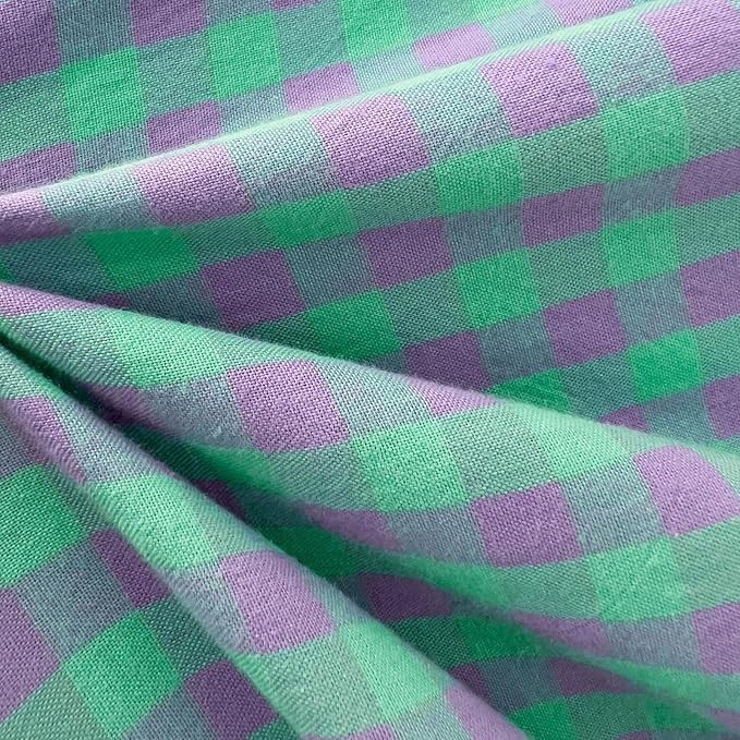 LifeTB Green Gingham Comforter Set Full Modern Style Green Purple Plaid Comforter Set Fluffy Soft Farmhouse Gingham Bedding Comforter 3 Pieces Grid Checkered Pattern Comforter with 2 Pillowcases