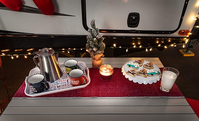 Camco Life is Better at The Campsite Ceramic Coffee Mug - Microwave and Dishwasher Safe - Features Red Background with Retro RV My Happy Place Design - Coffee Cup Holds 14oz. (53472)