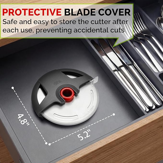 UHIYEE Pizza Cutter Wheel, 4.3" Large Pizza Slicer Wheel with Safety Blade Cover, Super Sharp Stainless Steel Pizza Wheel Slices Effortlessly, Easy Cleaning Pizza Cutters Dishwasher Safe, Gray
