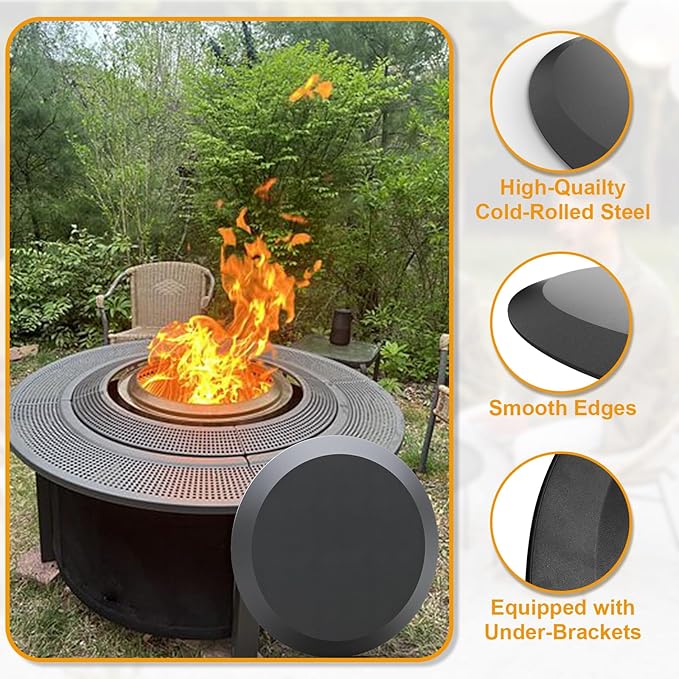 Surround Surface Fire Pit Lid for Solo Stove Bonfire and Ranger Tabletop Accessories, 23.75 Inch Heavy Duty Cold-Rolled Steel Fire Pit Cover for Outdoor and Camping