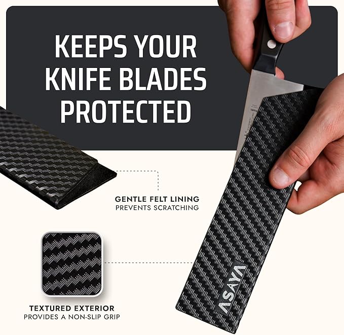 Asaya Professional Knife Edge Guards -Universal Blade Covers - Extra Strength, ABS Plastic and BPA-Free Felt Lining, non-Toxic and Food Safe - Knives Not Included (6Pcs)