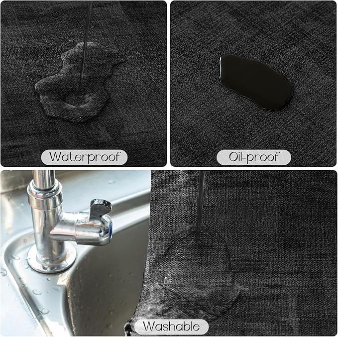 Romanstile Reversible Vinyl Placemats Set of 8, Faux Leather 100% Waterproof Oil-Proof Wipeable Place Mats, Heat Resistant Dual Sided Table Mats for Kitchen/Dining/Party (Black, 12 x 17 Inch)