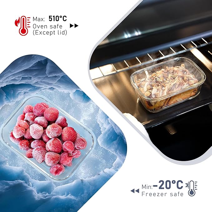 10-Pack Glass Food Storage Containers with Tempered Lids ??Borosilicate, Airtight, Oven-Safe (-4째F~950째F), BPA-Free, 4.4 & 1.6 Cup, Leak-Proof, Dishwasher Safe (Pink)
