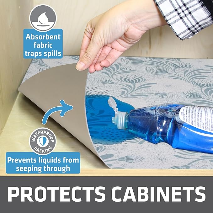 Drymate Premium XL Under Sink Mat, Waterproof Cabinet Protection Mats for Kitchen & Bathroom, Absorbent Shelf Liners, Slip-Resistant, Non-Adhesive, Machine Washable (USA Made)(24?쓝59??(Light Blue)