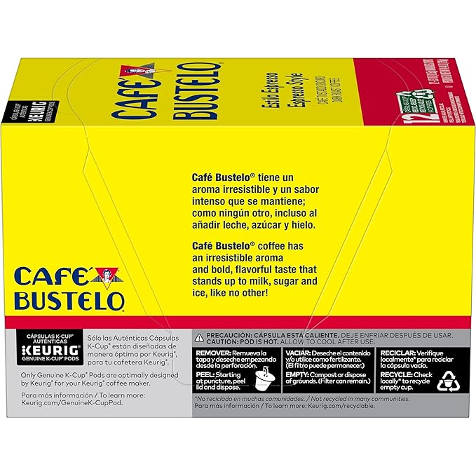 Caf챕 Bustelo Espresso Style Dark Roast Coffee, 72 Count Keurig K-Cup Pods