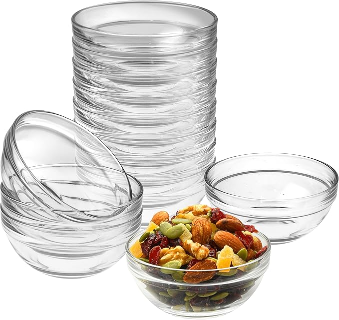 Lartique Mini 3.5 Inch Glass Bowls - Perfect for Prep, Dips, Nuts, or Candy - Set of 12