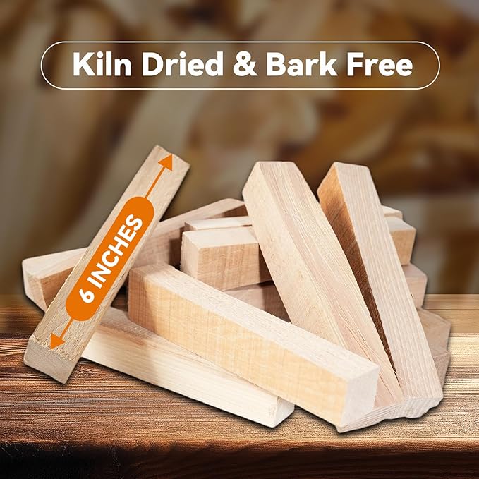 Hickory Pizza Oven Wood 6 Inch, 15 lbs Box ??Kiln Dried & Bark-Free Firewood for Pizza Ovens, BBQ Smoking & Grilling ??Premium Hickory Wood Logs for Ooni, Gozney, Solo Stove, Bertello