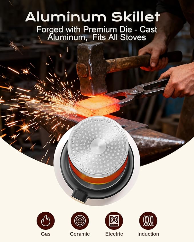 Non Stick Frying Pan, 11-inch Omelette Pan with Heat Dot Temperature Indicator, Healthy Non Toxic Egg Skillet with Heat-Resistant Handle, PFOA-Free, Dishwasher Safe, Compatible with All Cooktops