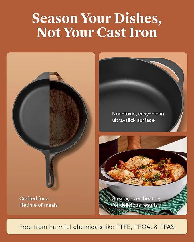 Caraway Enameled Cast Iron Braiser - 3.5 qt Braiser Pan - 3 Layer Enamel Coating - No Seasoning Required - Compatible With All Stovetops - Oven Safe - Free From Forever Chemicals - Charcoal