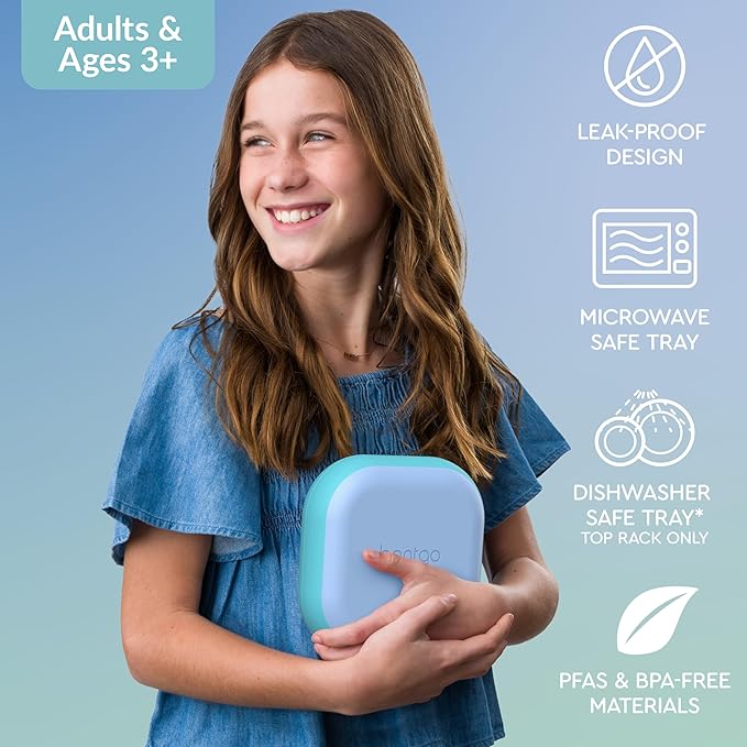 Bentgo Chill Mini Leak-Proof Lunch Box ??Built-In Ice Pack Keeps Food Cold, 2.7-Cup Capacity for Snacks or a Sandwich, 3 or 4 Compartments, PFAS & BPA-Free, Ideal for Adults & Kids 3+ (Tide Blues)