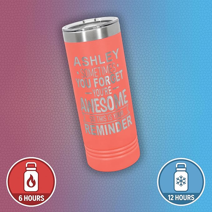 Personalized Inspirational Tumbler, Inspirational Gifts for Men Dad Father Wife Sister Women, Custom Birthday For Him Her, Customized You?셱e Awesome Tumbler, Teacher Coworker Gifts 22oz Coral