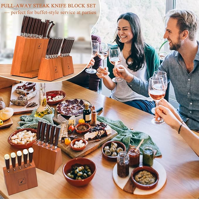 imarku Knife Set, 20-Pieces Premium Kitchen Knife, Japanese High Carbon Steel Knife Set with Block and 2 Pull-away Steak Knife Block Set, Best Gifts