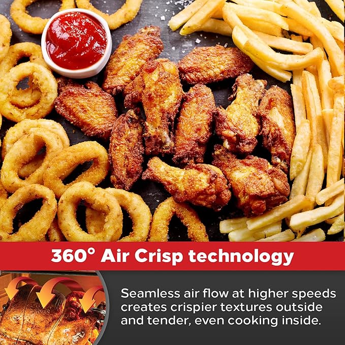 Emeril Lagasse Everyday 360 Stainless Steel Air Fryer, 360째 Quick Cook Technology, XL capacity, 9-in-1, 12 Pre-Set Cooking Functions including Bake, Rotisserie, Broil, Pizza, Slow Cook, Toaster