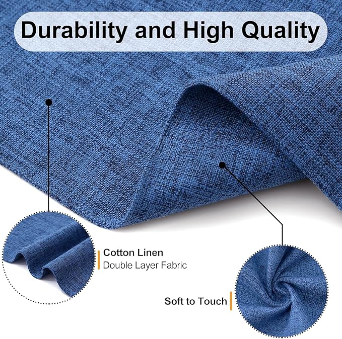 Homaxy Cloths Placemats for Dining Table Set of 4, Heat Resistant Washable Cotton Linen Blend Table Mats, Easy to Clean Place Mats for Indoor Outdoor Party Kitchen Decoration, 13" x 19", Blue