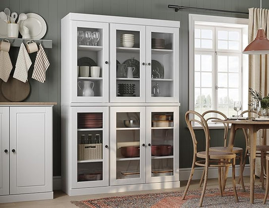 Palace Imports 100% Solid Wood 48.5" Pantry China Cabinet with Clear Glass Doors and Adjustable Shelves