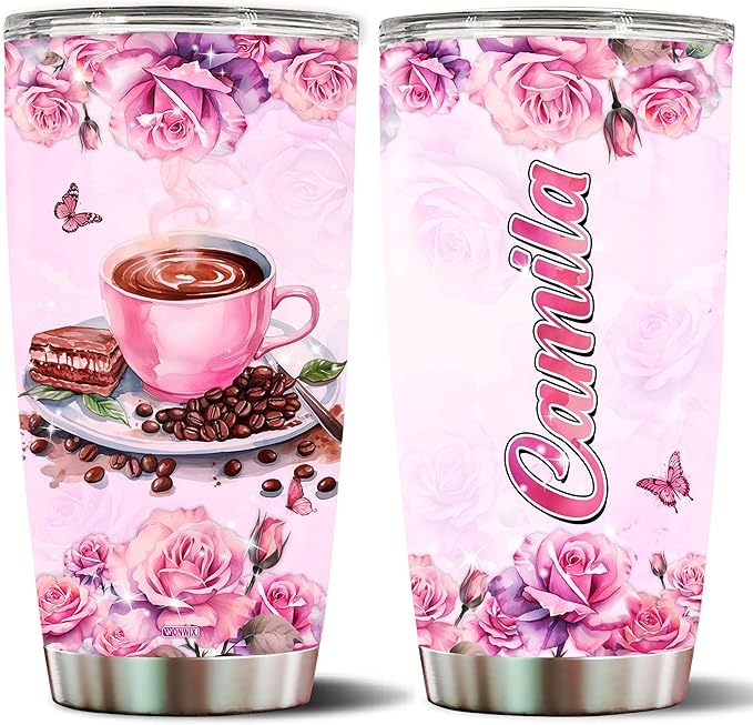 WONWIX Personalized Ideal Coffee Gifts for Coffee Lovers, Women, Girls, Wife, Daughter, Mom, 20oz Insulated Stainless Steel Travel Cup Mug Tumbler, Birthday, Christmas, Valentine, Mother's Day