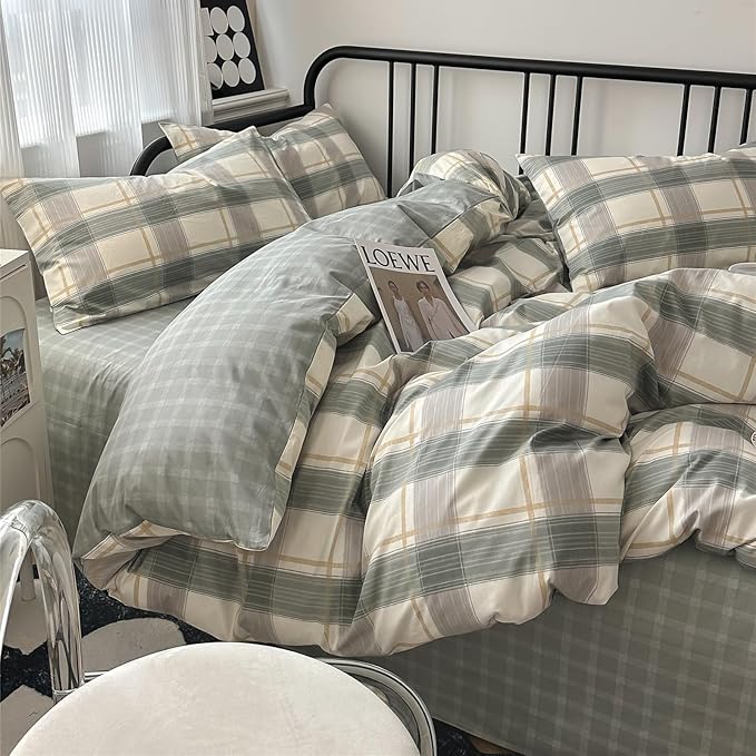 LifeTB Twin XL Comforter Set Geometric Checkered Plaid Bedding Comforter for All Seasons Boho Farmhouse Checkered Pattern Comforter Set Soft Lightweight Bedding Set for Men Boys Twin XL Size