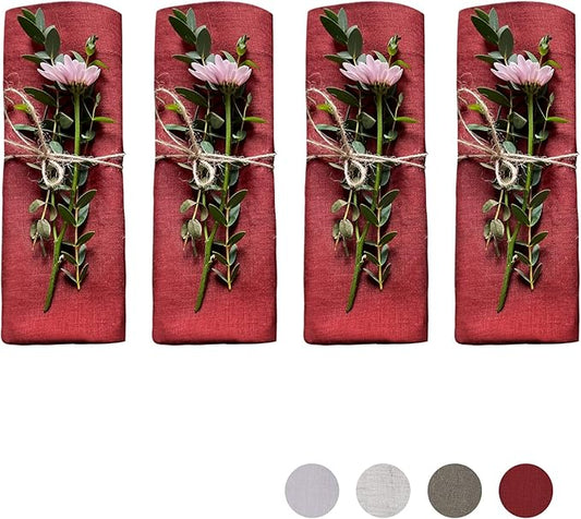 Handmade Organic Hemp Napkins ??Set of 4, 18 x 18 Inches | Rustic Christmas Table Linens, Sustainable 3-Month Growth Hemp Cloth Napkins for Holiday Dining & Family Gatherings