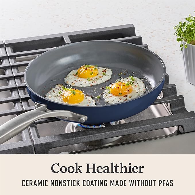 Calphalon짰 Premier Ceramic Nonstick 8" and 10" Frying Pan Set, Midnight Blue